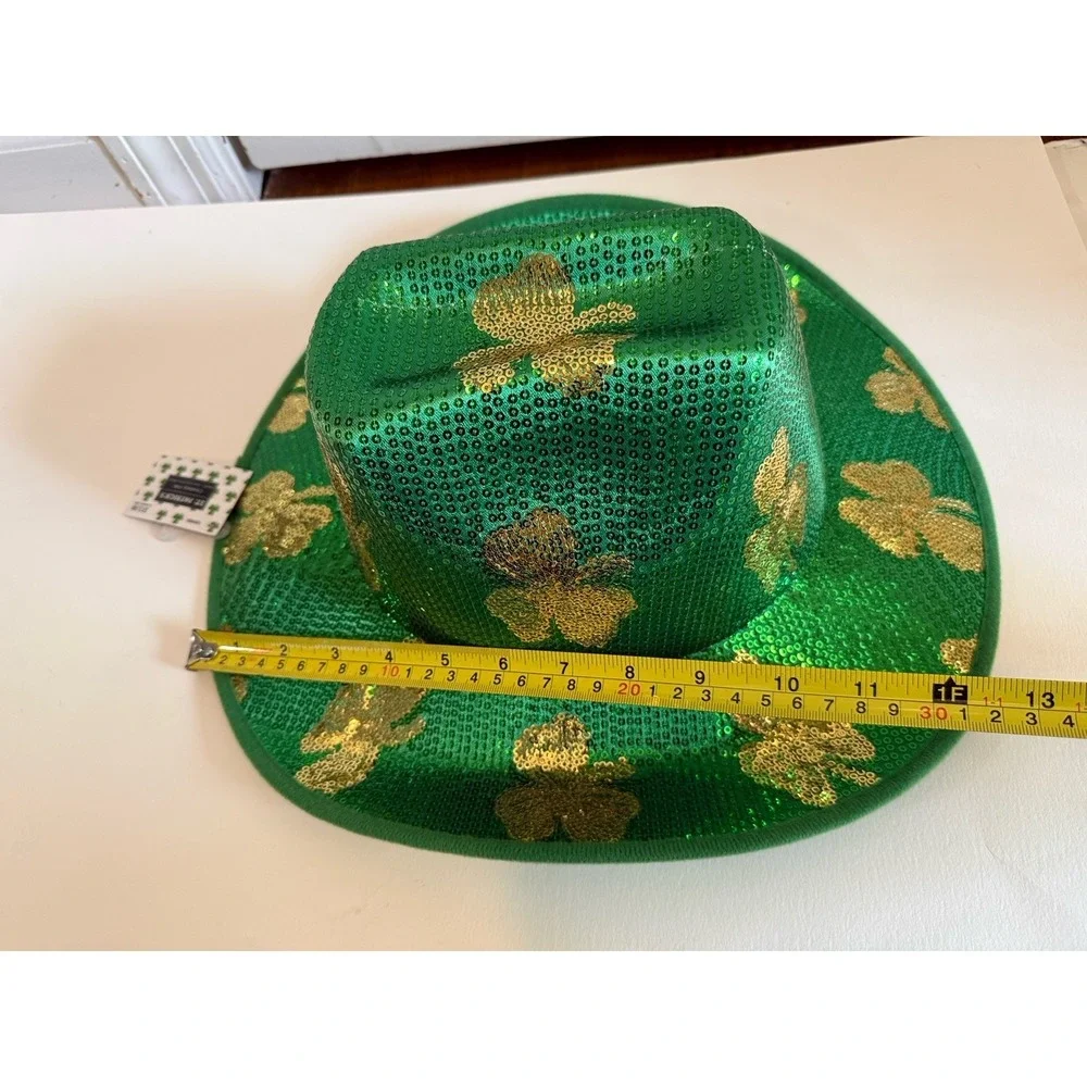 St. Patrick's Day Sequined Cowboy Hat Adult Size Fits Most Plush & Fabric